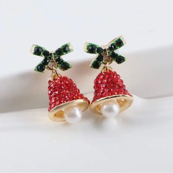 🔔 Festive & fun holiday crystal jingle bell earrings 🔔 - Picture 3 of 5